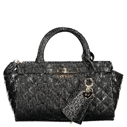 Black Polyurethane Women Handbag