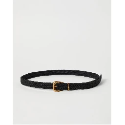 Black Linen Regular Belt