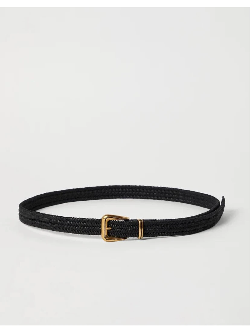Black Linen Regular Belt