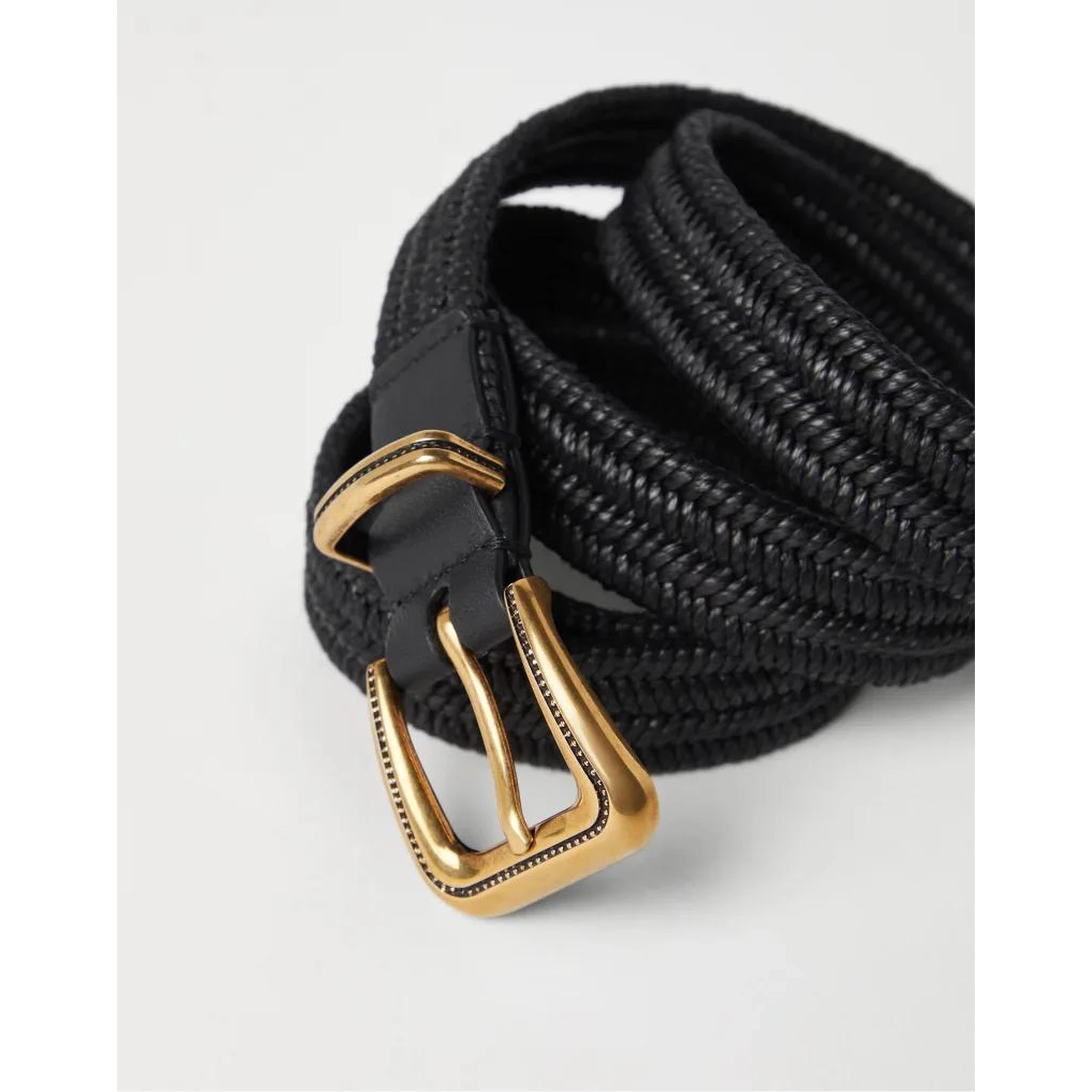 Black Linen Regular Belt