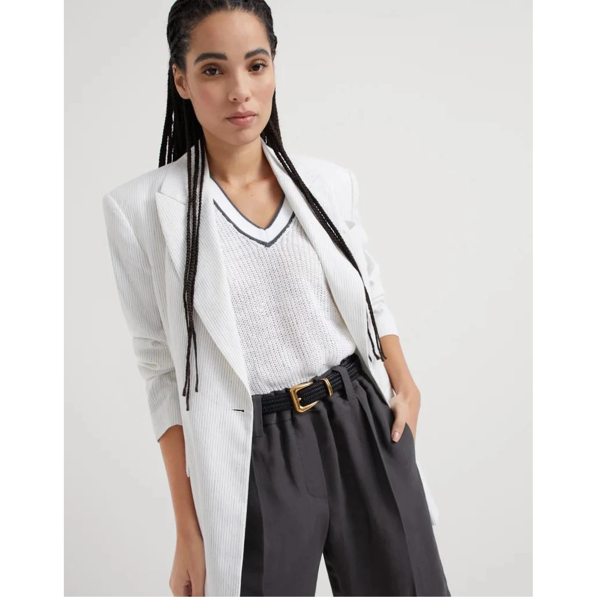 Black Linen Regular Belt