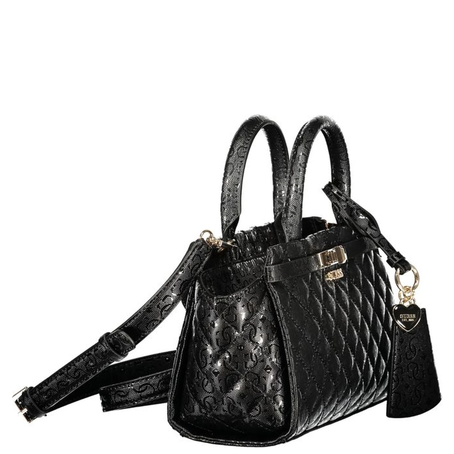 Black Polyurethane Women Handbag