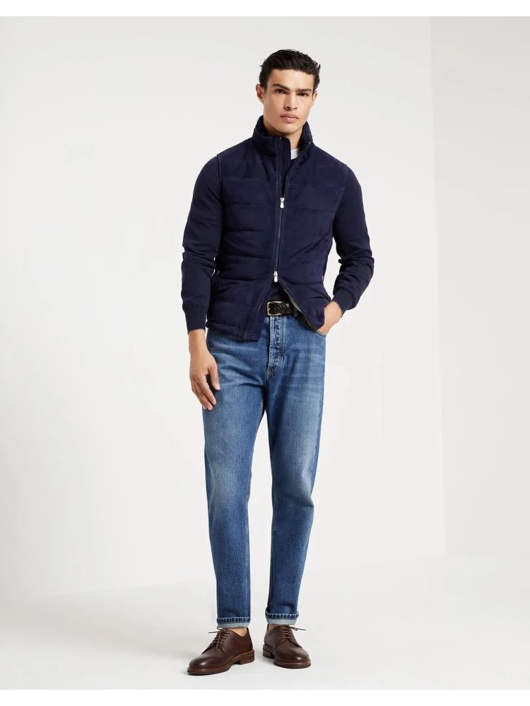 Bicolor Leather Sleveless Jacket