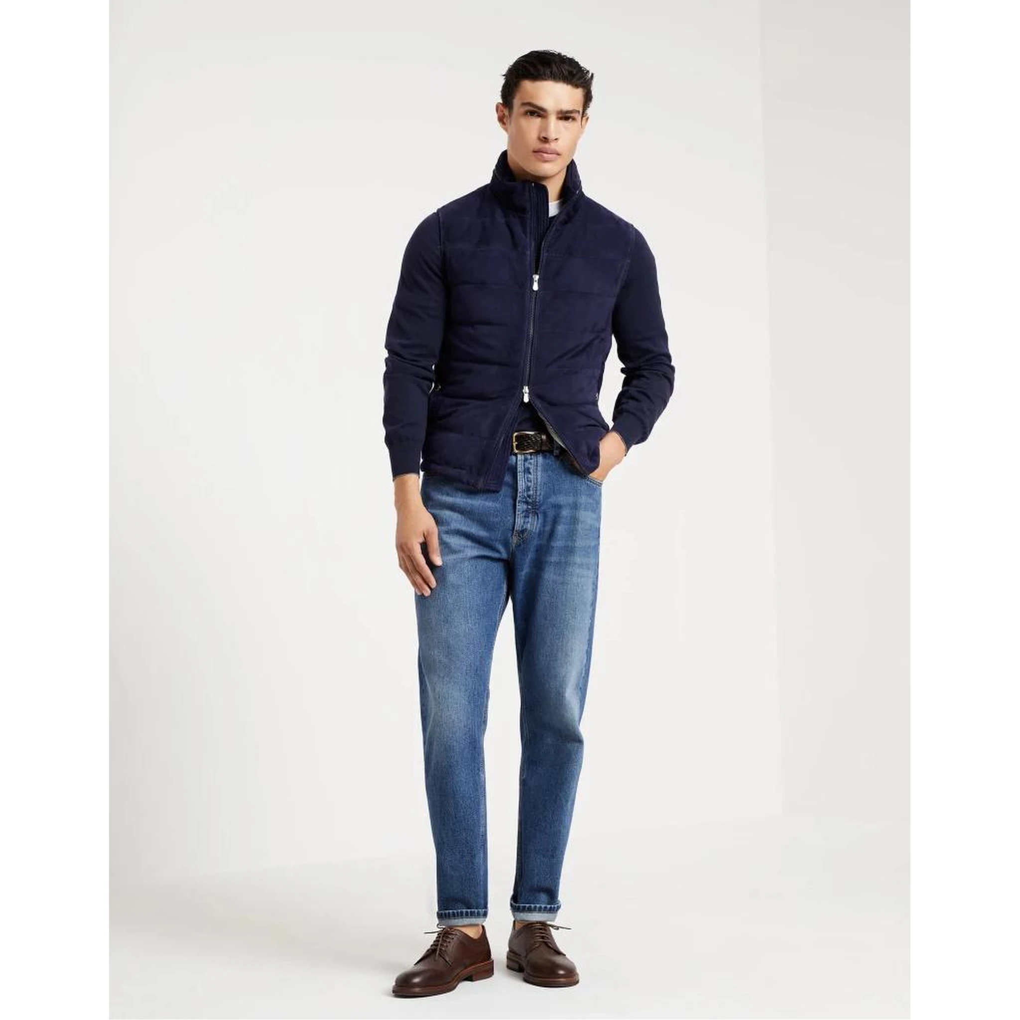 Bicolor Leather Sleveless Jacket