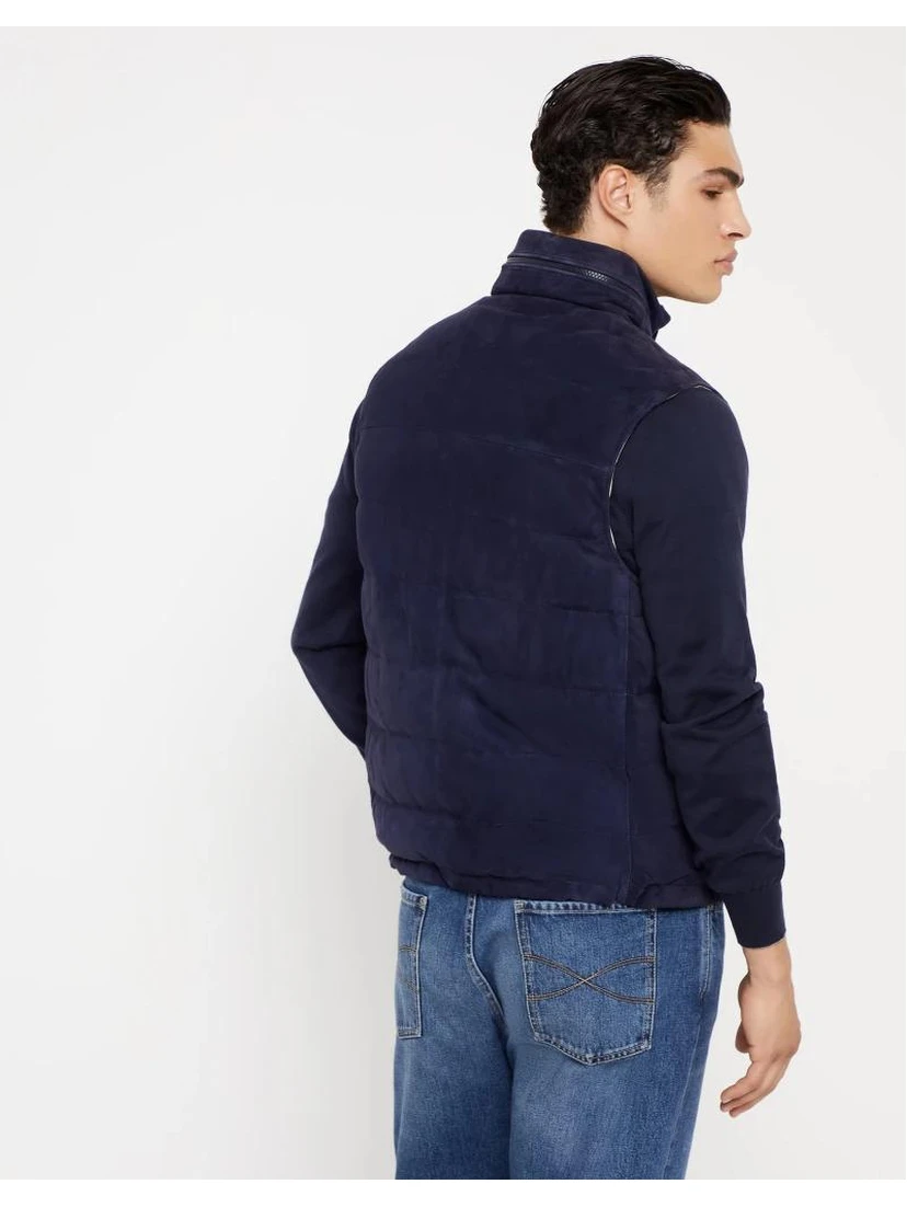Bicolor Leather Sleveless Jacket