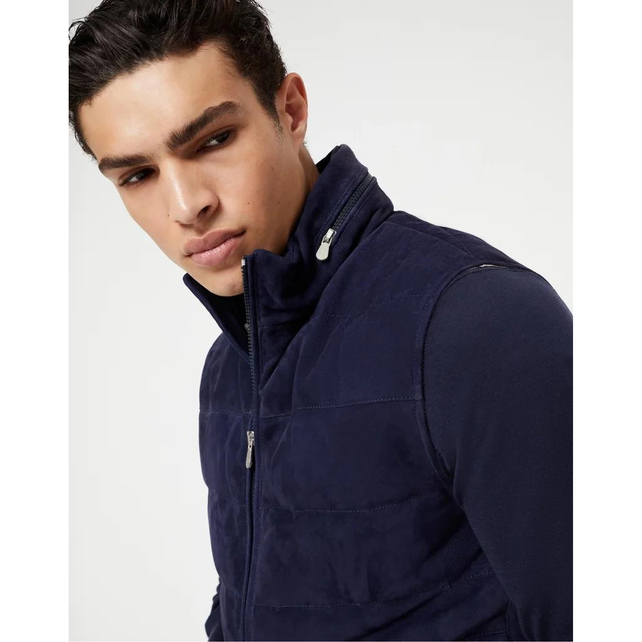 Bicolor Leather Sleveless Jacket