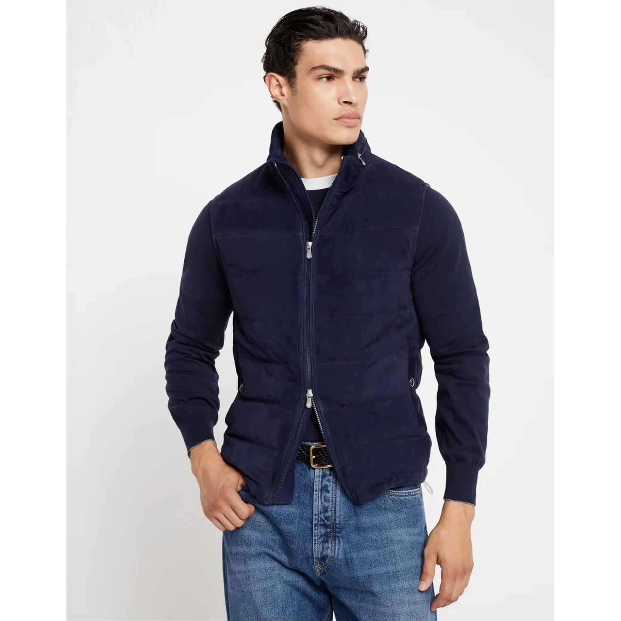 Bicolor Leather Sleveless Jacket