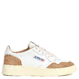 Sneakers Medalist Low In Pelle Soft Bianca, Suede Beige