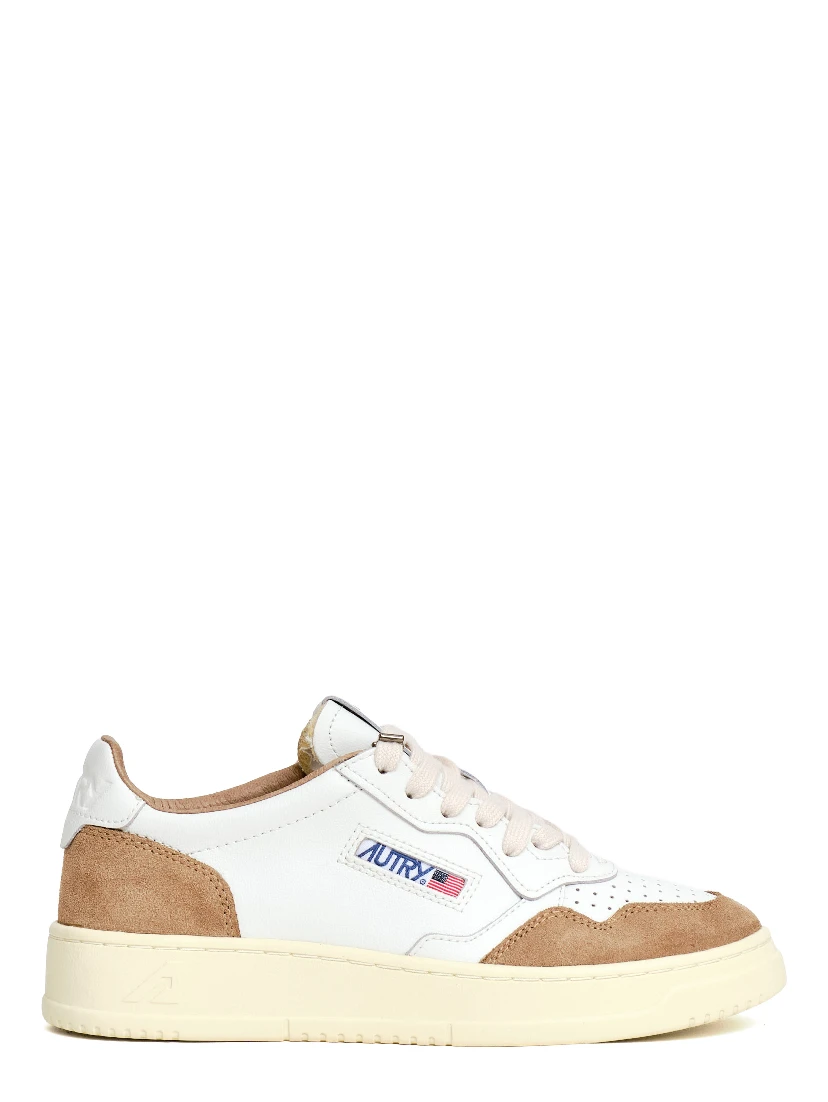 Sneakers Medalist Low In Pelle Soft Bianca, Suede Beige
