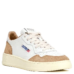 Sneakers Medalist Low In Pelle Soft Bianca, Suede Beige