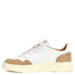 Sneakers Medalist Low In Pelle Soft Bianca, Suede Beige