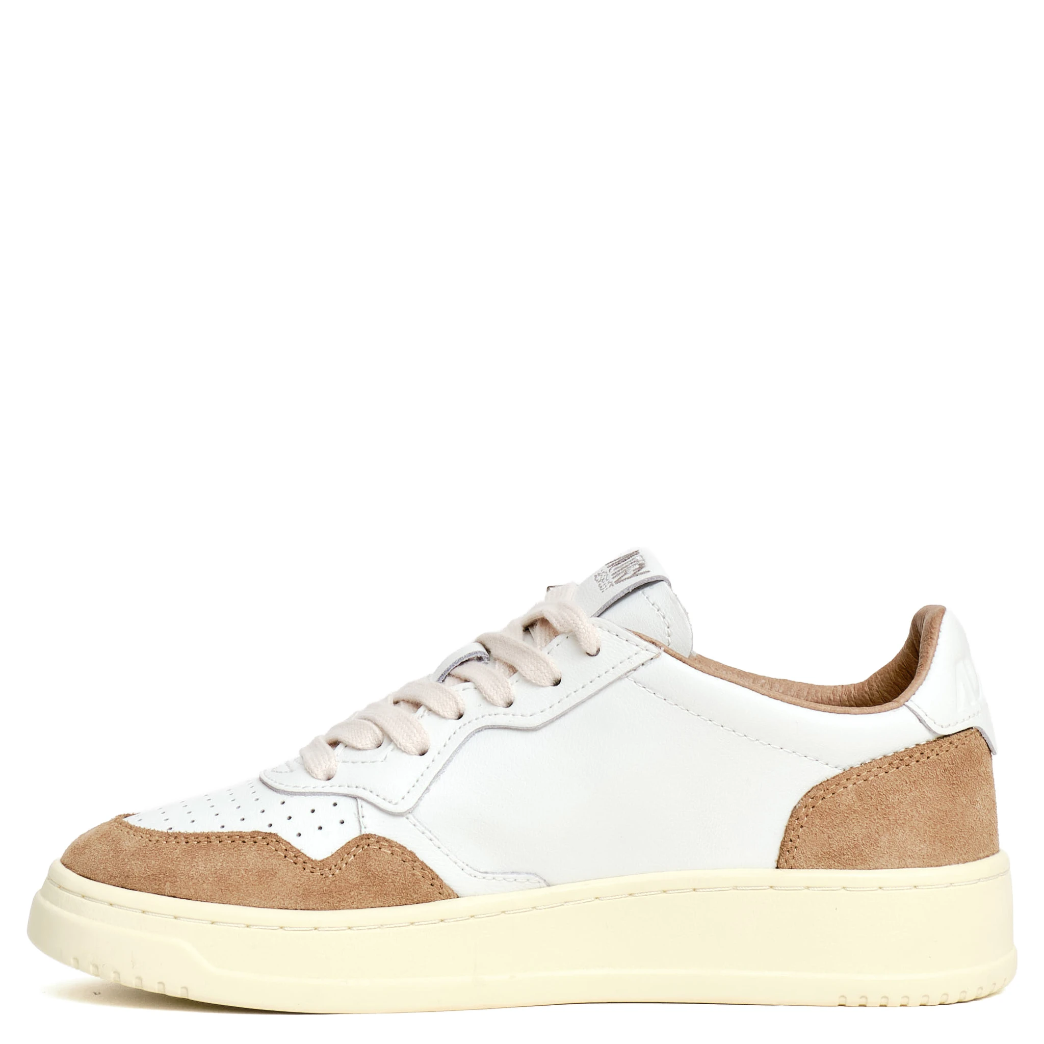Sneakers Medalist Low In Pelle Soft Bianca, Suede Beige
