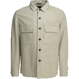 Overshirt jacket in linen and wool blend