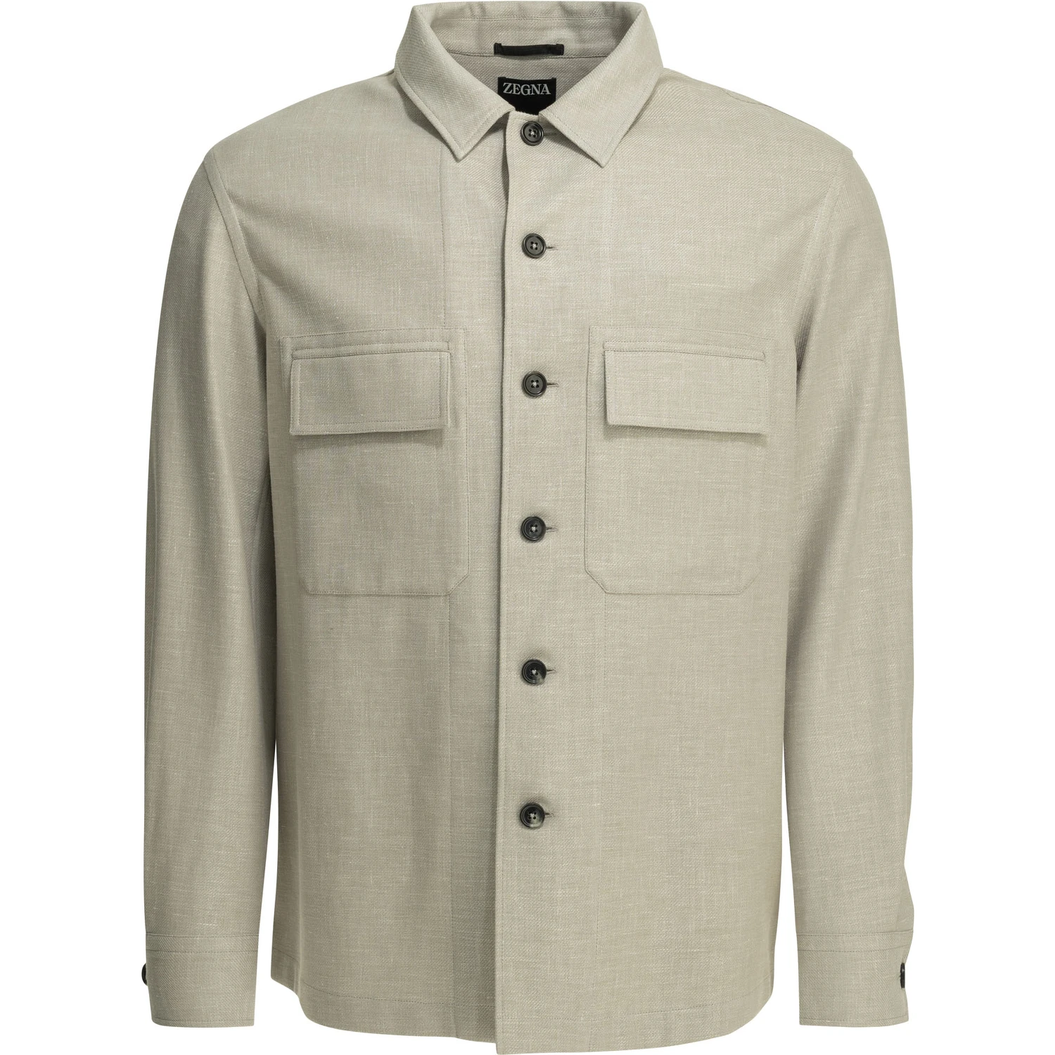 Overshirt jacket in linen and wool blend