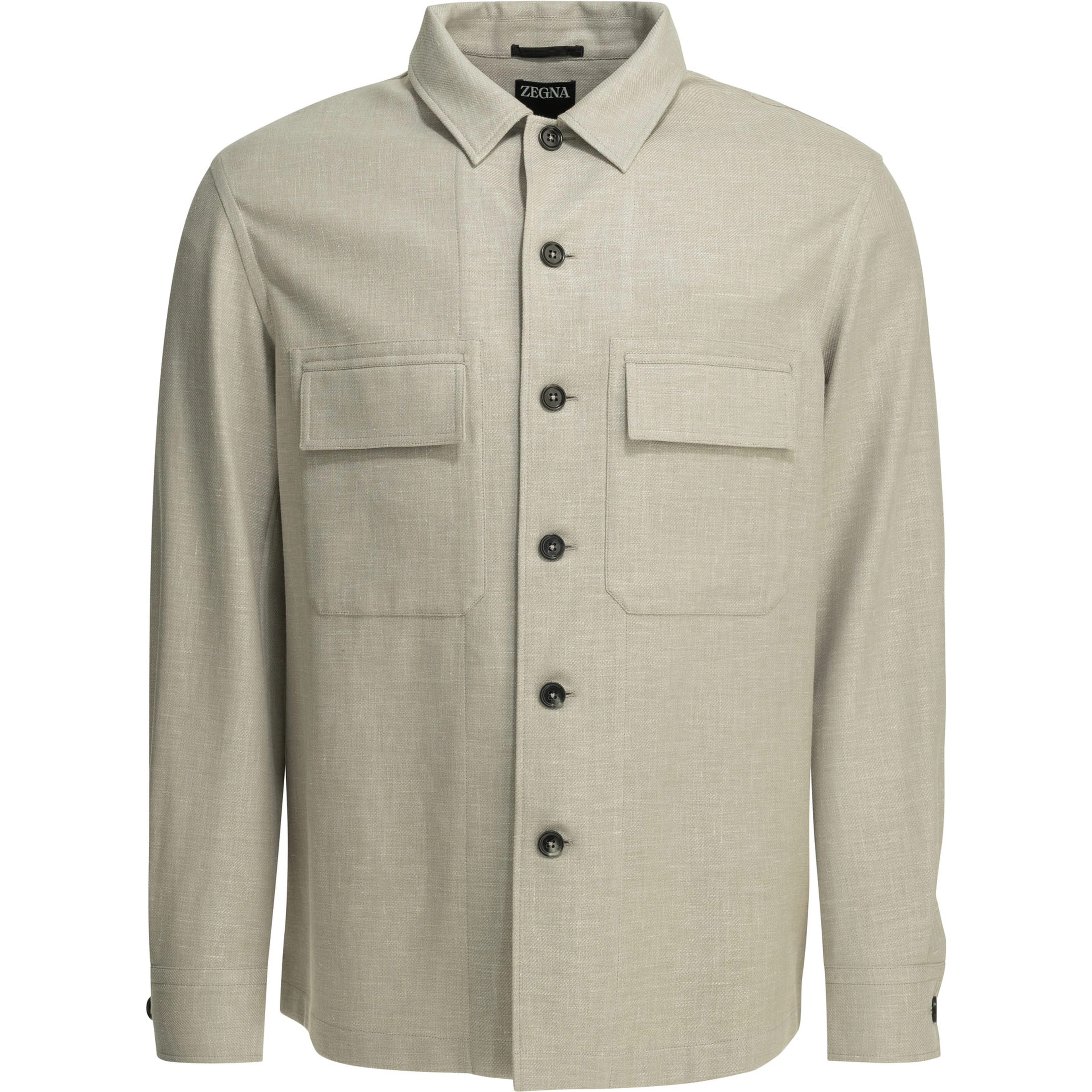 Overshirt jacket in linen and wool blend