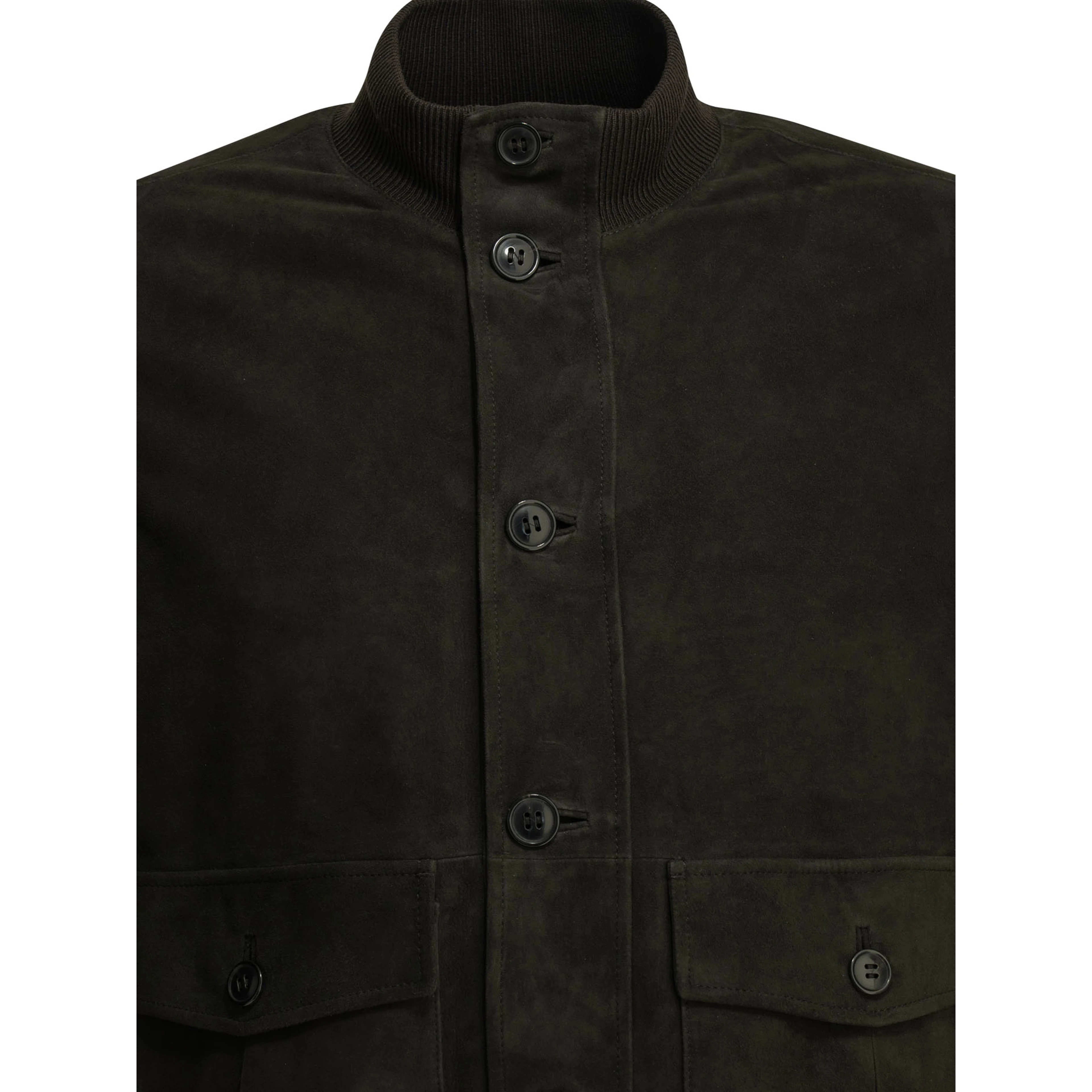 Suede leather jacket with buttons