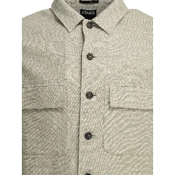 Overshirt jacket in linen and wool blend