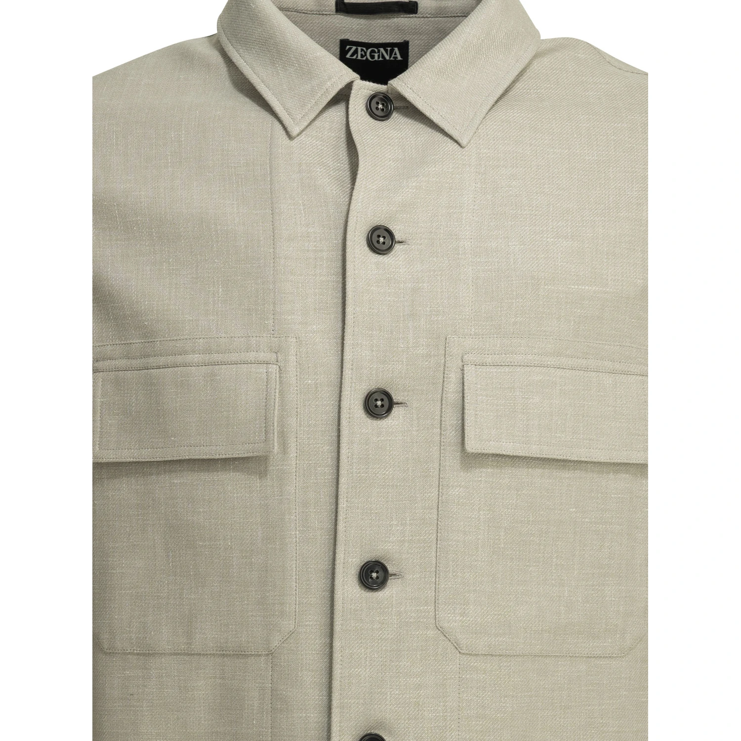 Overshirt jacket in linen and wool blend
