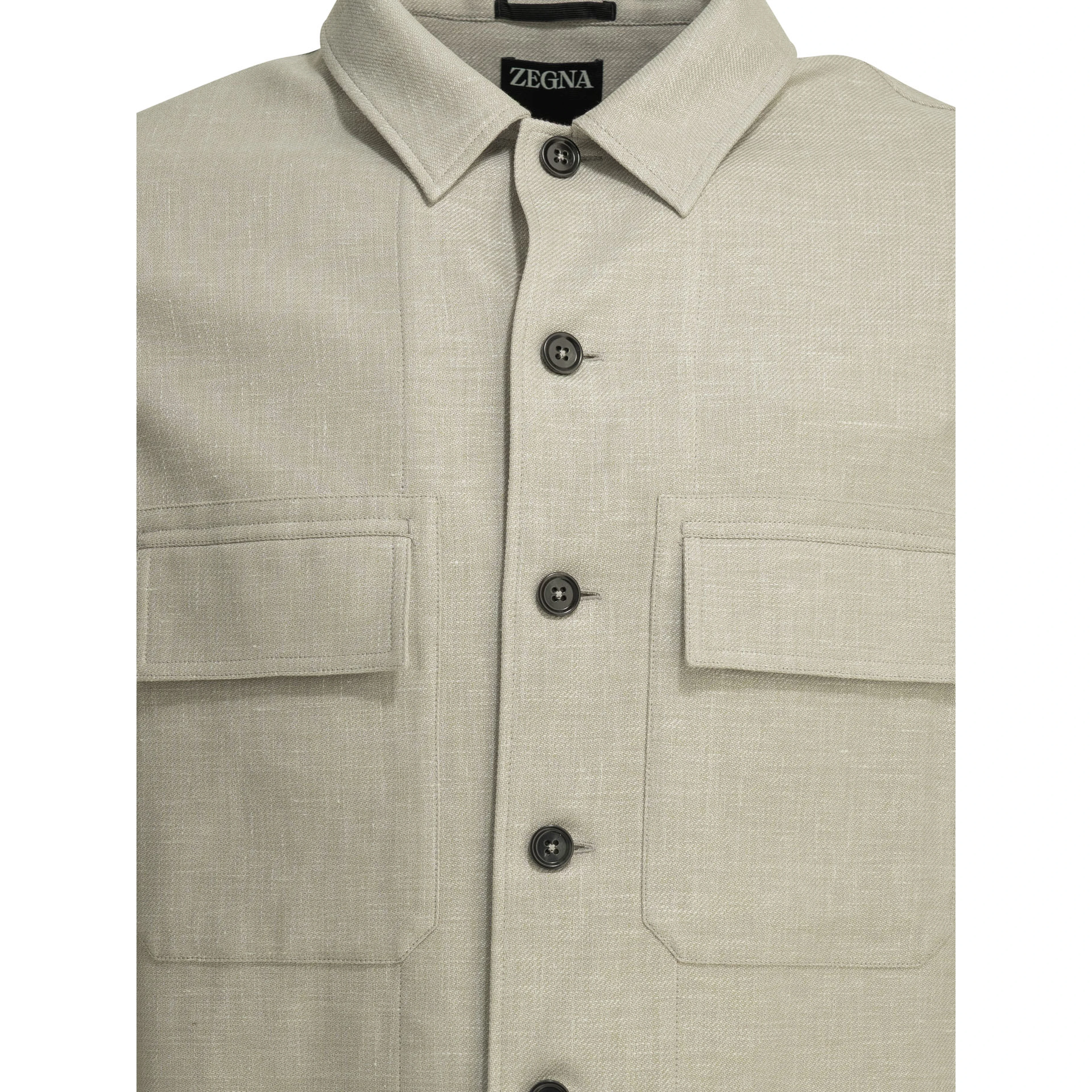 Overshirt jacket in linen and wool blend