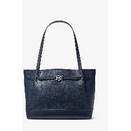 Blue Leather Tote Bag