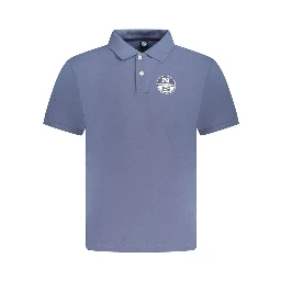 Blue Cotton Men Polo