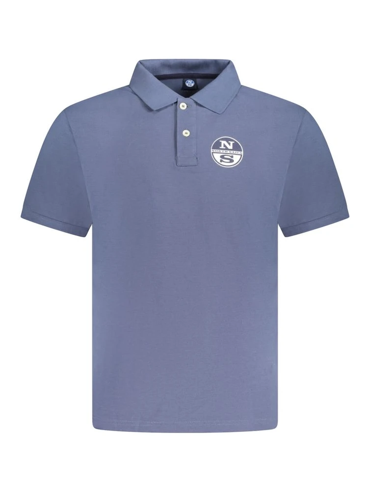 Blue Cotton Men Polo