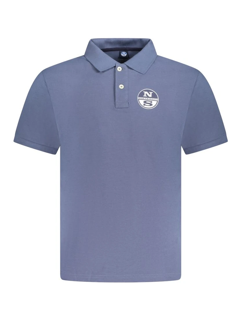 Blue Cotton Men Polo
