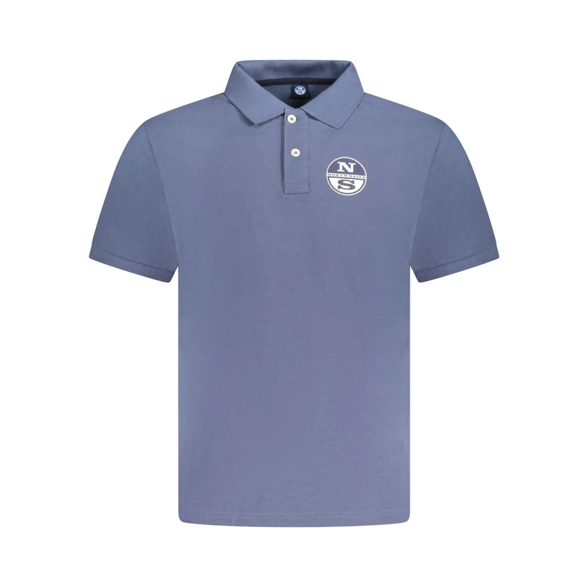 Blue Cotton Men Polo