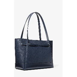 Blue Leather Tote Bag