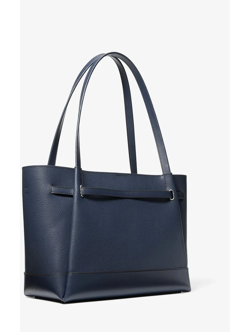 Blue Leather Tote Bag