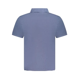 Blue Cotton Men Polo