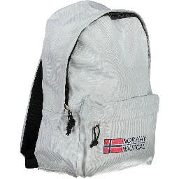 Gray Polyester Men Backpack
