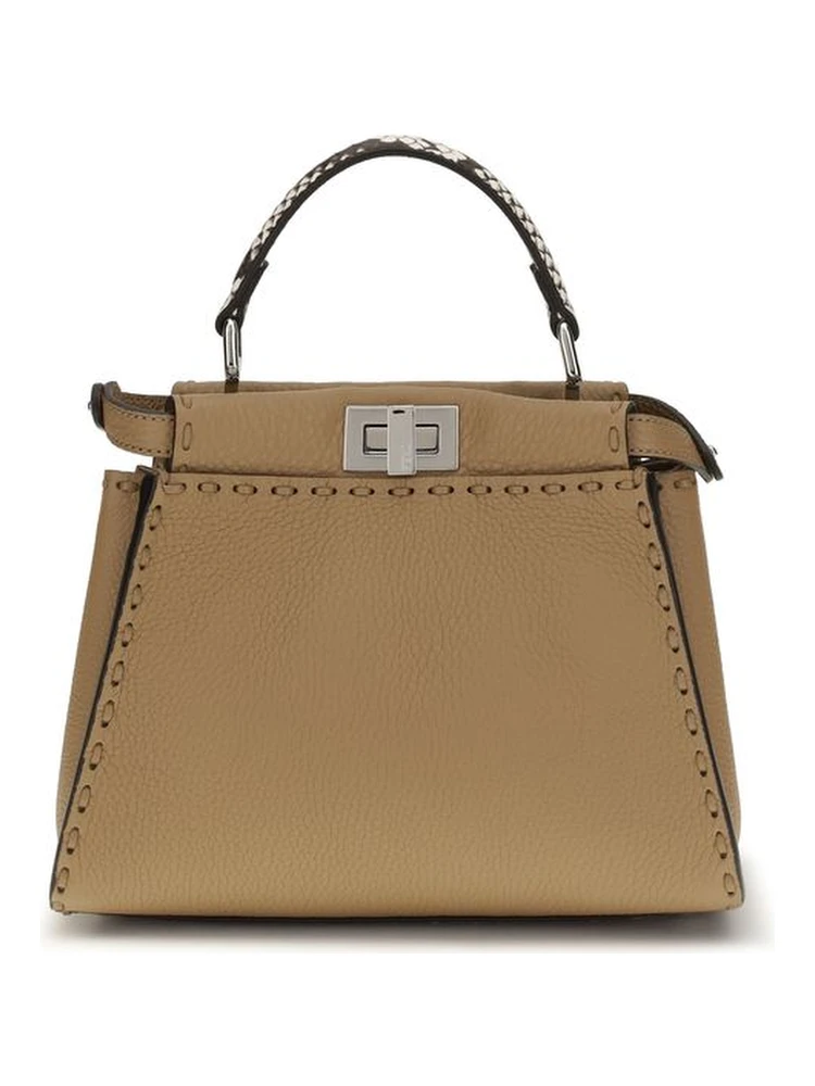 Beige Calf Leather Bos Taurus Handbag