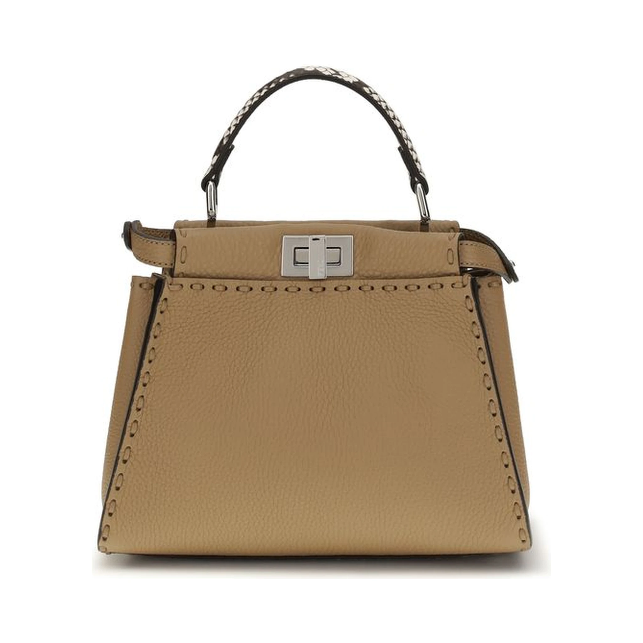 Beige Calf Leather Bos Taurus Handbag
