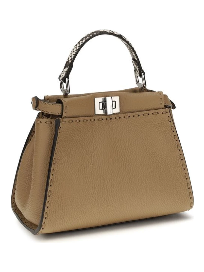 Beige Calf Leather Bos Taurus Handbag