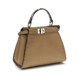 Beige Calf Leather Bos Taurus Handbag