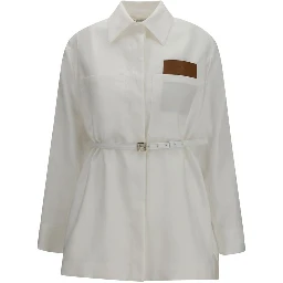 White Linen Full-Length Jacket
