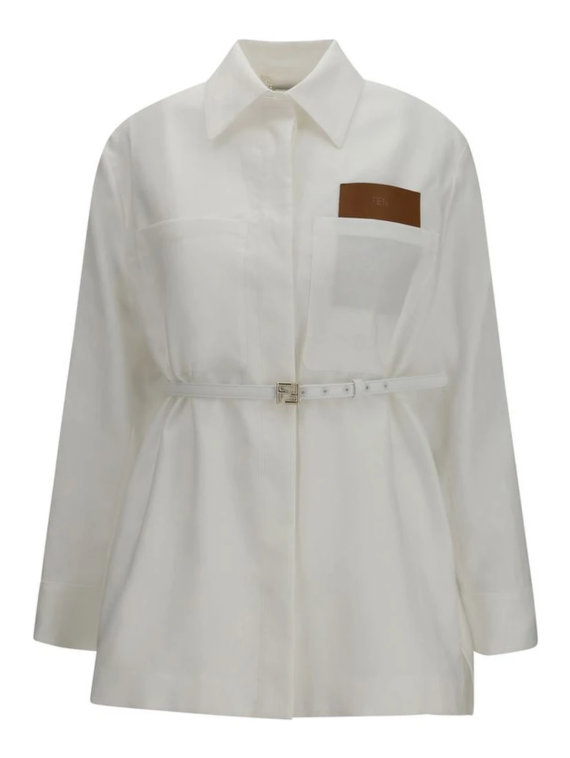 White Linen Full-Length Jacket