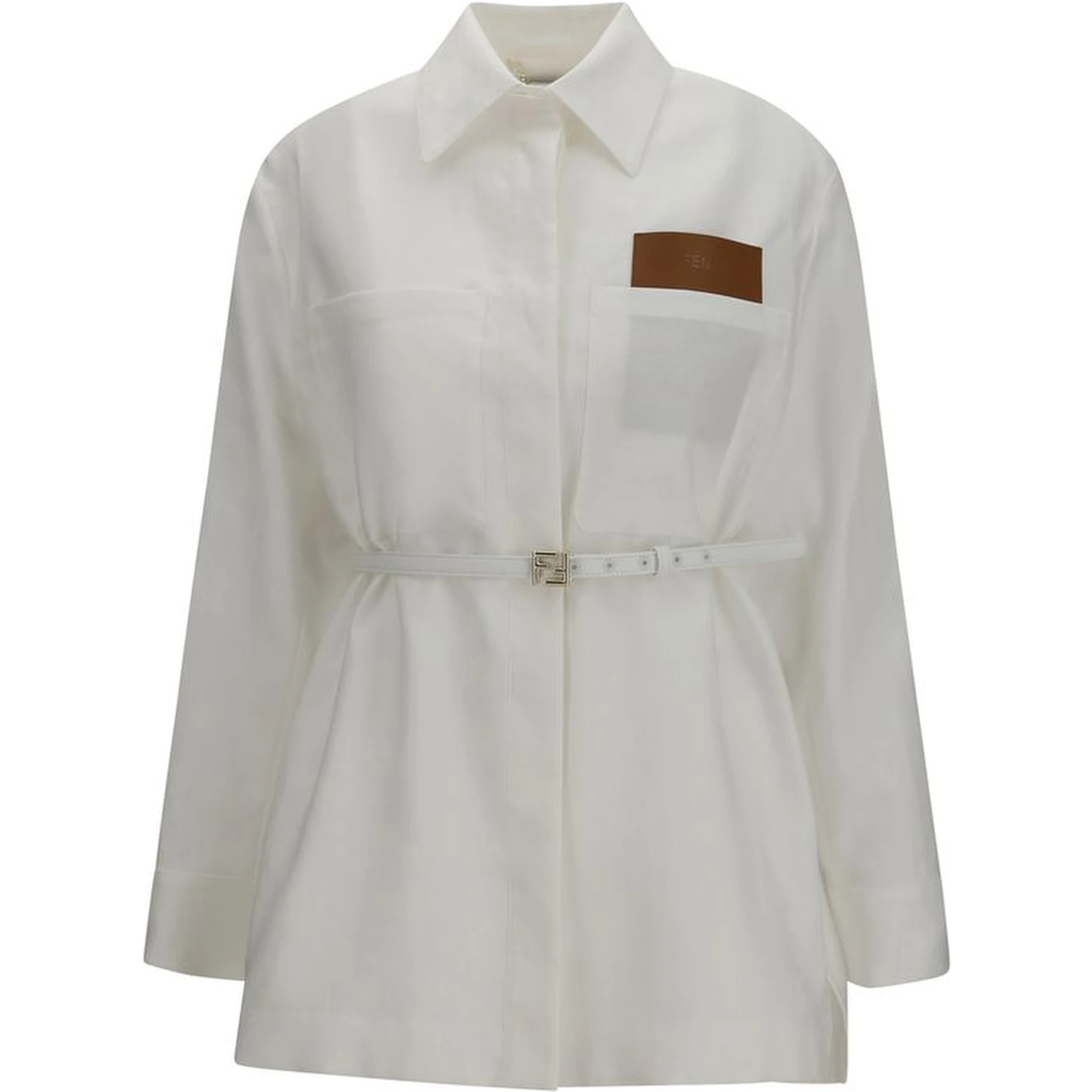 White Linen Full-Length Jacket