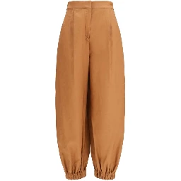 Brown Linen Casual Pants
