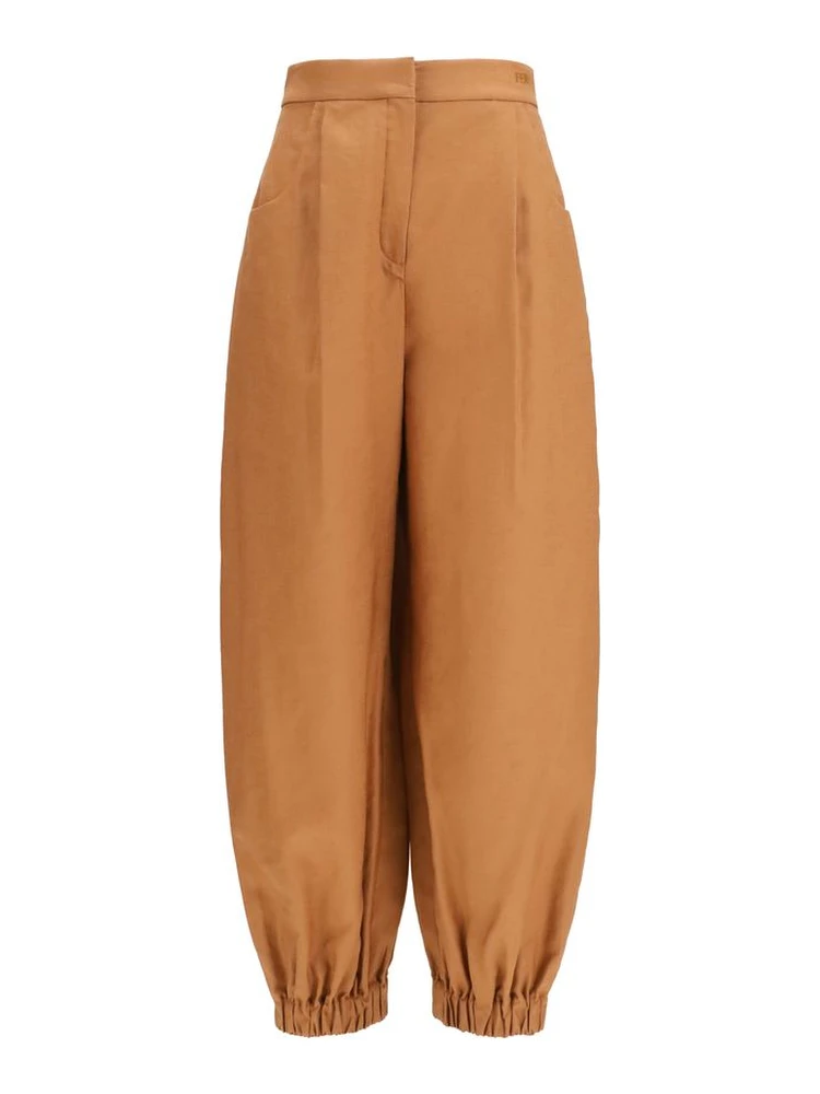 Brown Linen Casual Pants