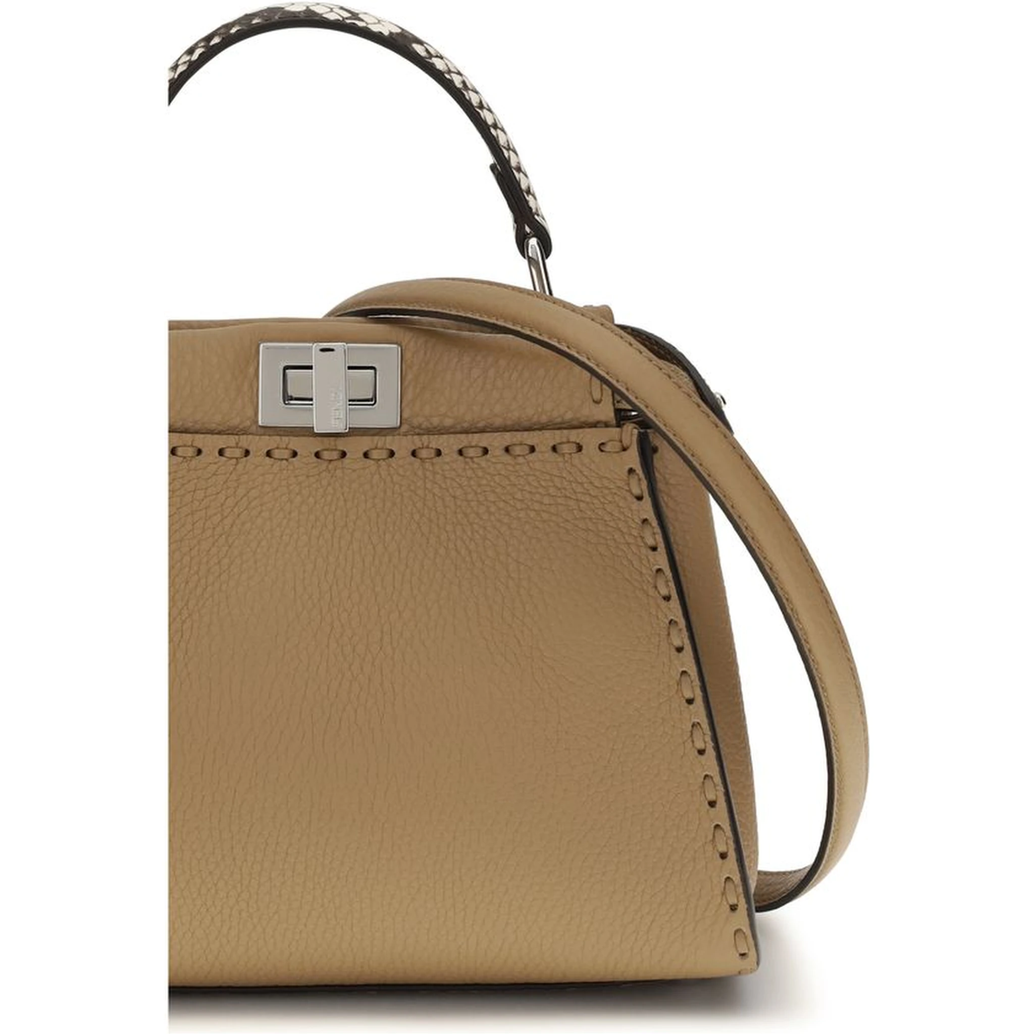 Beige Calf Leather Bos Taurus Handbag