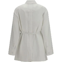 White Linen Full-Length Jacket