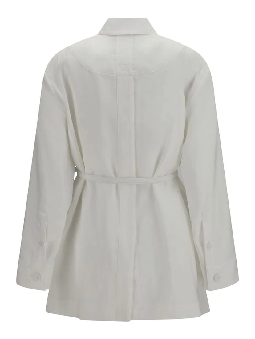 White Linen Full-Length Jacket