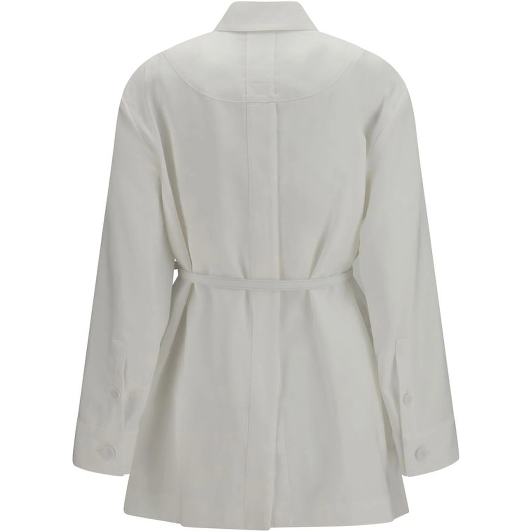 White Linen Full-Length Jacket