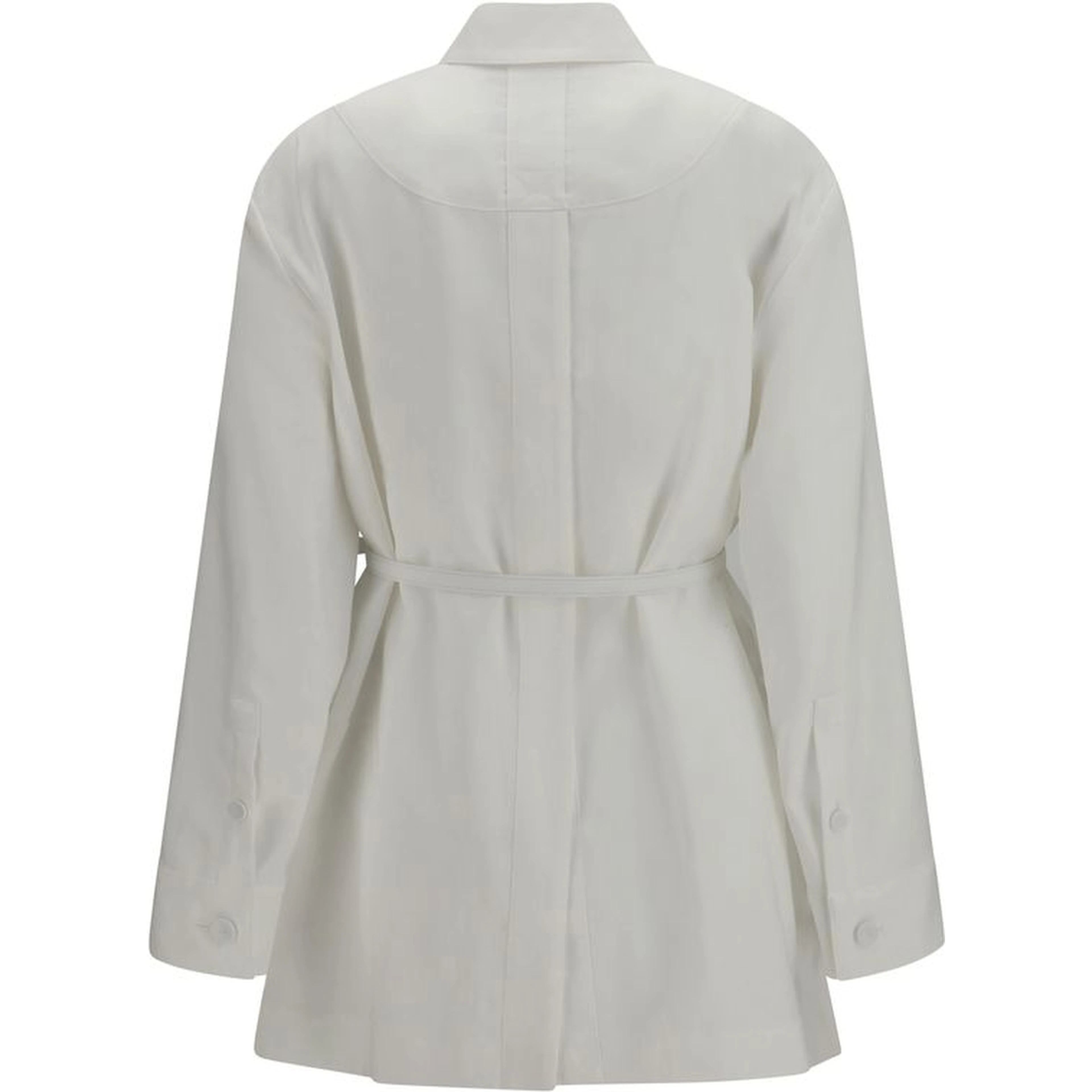 White Linen Full-Length Jacket