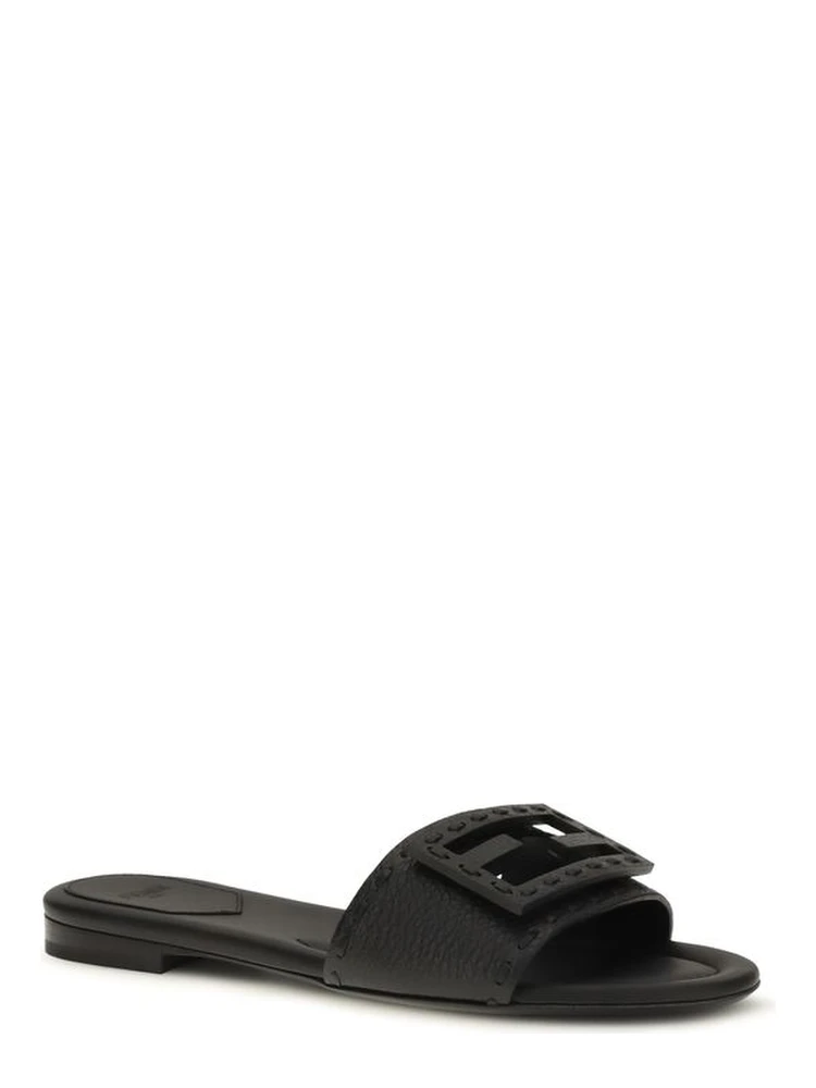 Black Calf Leather Bos Taurus Flat Sandals alternative