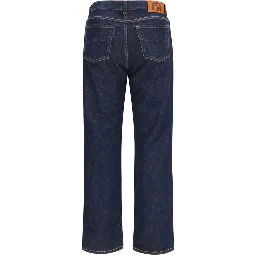 Blue Cotton Straight-Leg Jeans