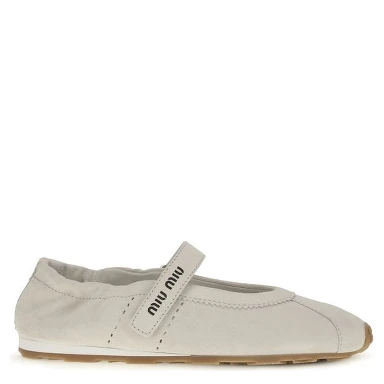 White Calf Leather Bos Taurus Ballet Flats