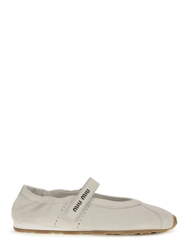 White Calf Leather Bos Taurus Ballet Flats